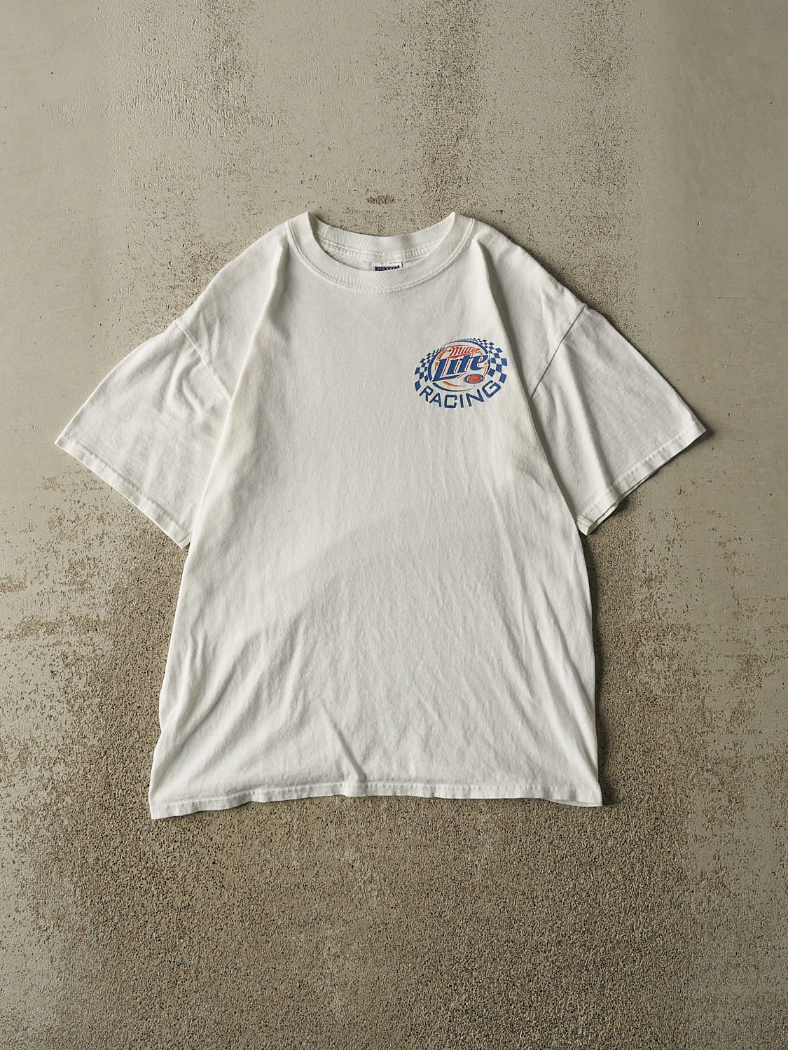 Vintage Y2K White Miller Lite Racing Tee (S/M)