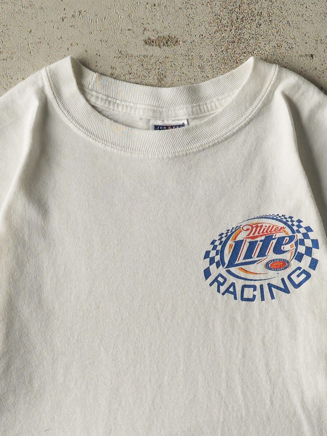Vintage Y2K White Miller Lite Racing Tee (S/M)