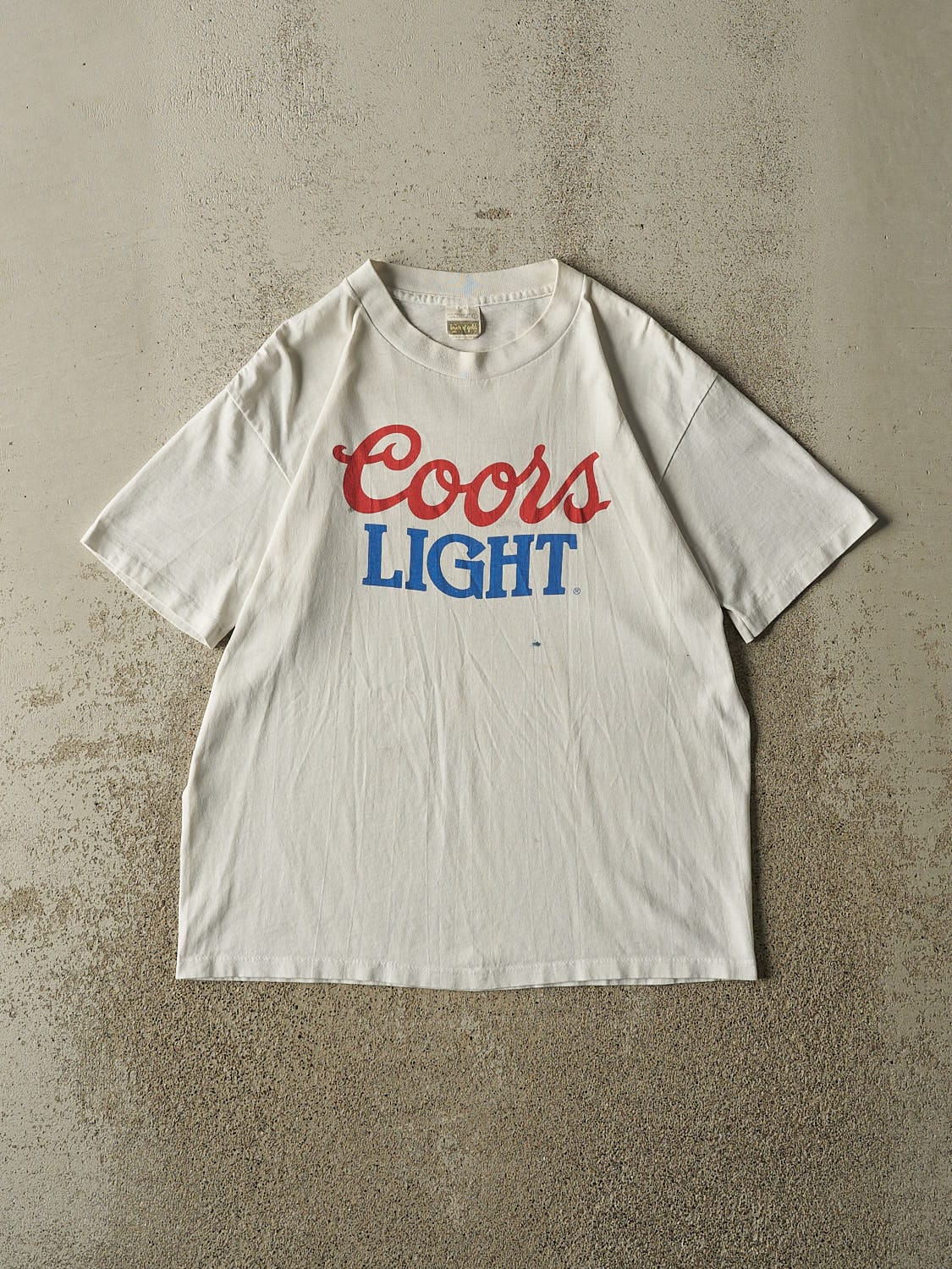 Vintage 80s White Coors Light Single Stitch Tee (M)