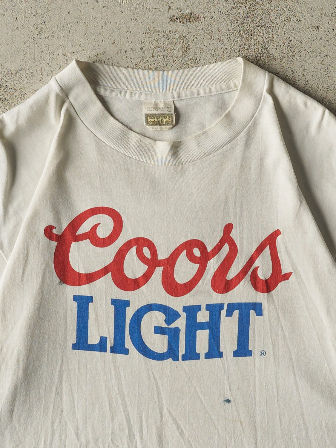 Vintage 80s White Coors Light Single Stitch Tee (M)