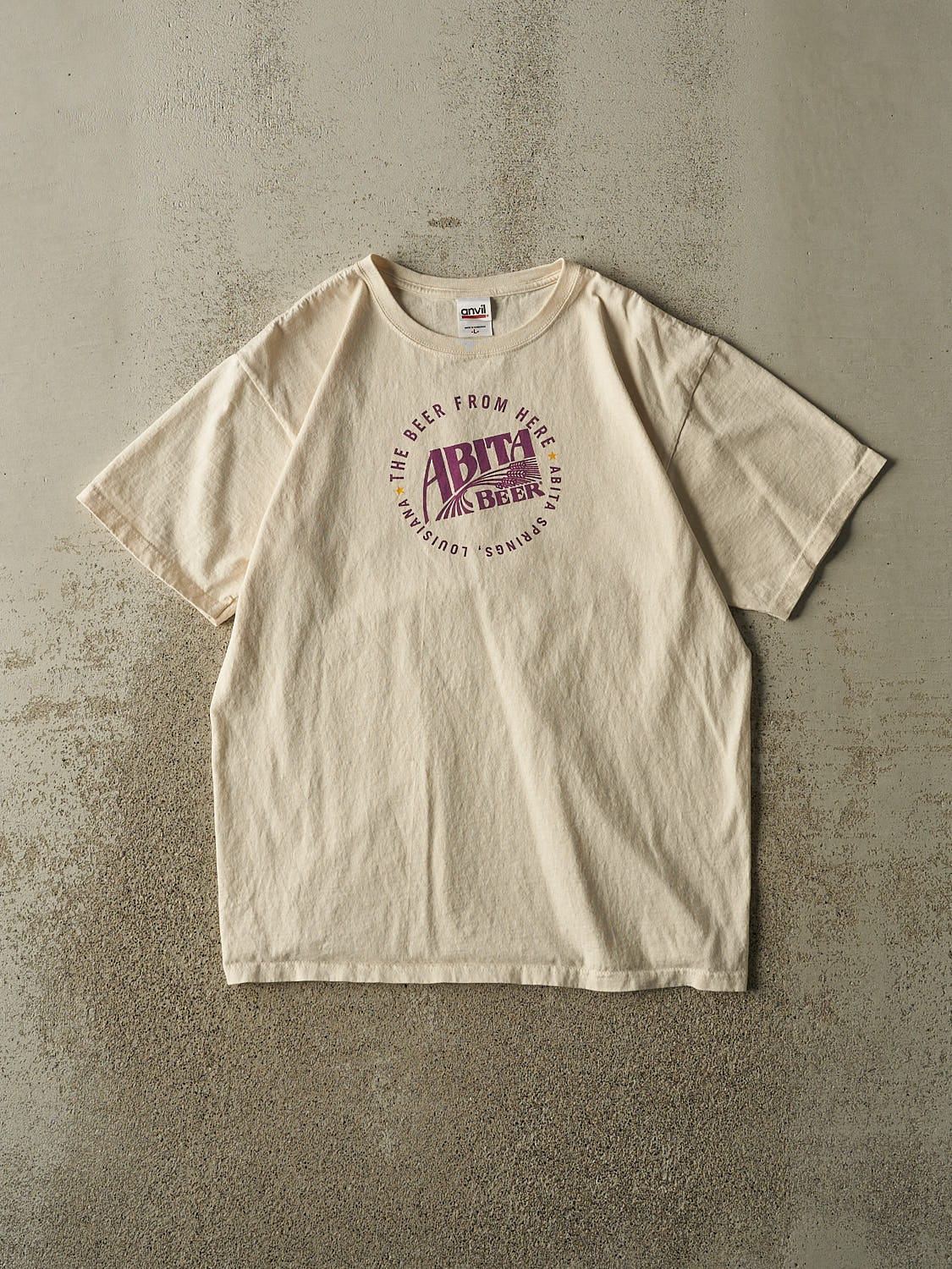 Vintage Y2K Beige Abita Beer Tee (L)