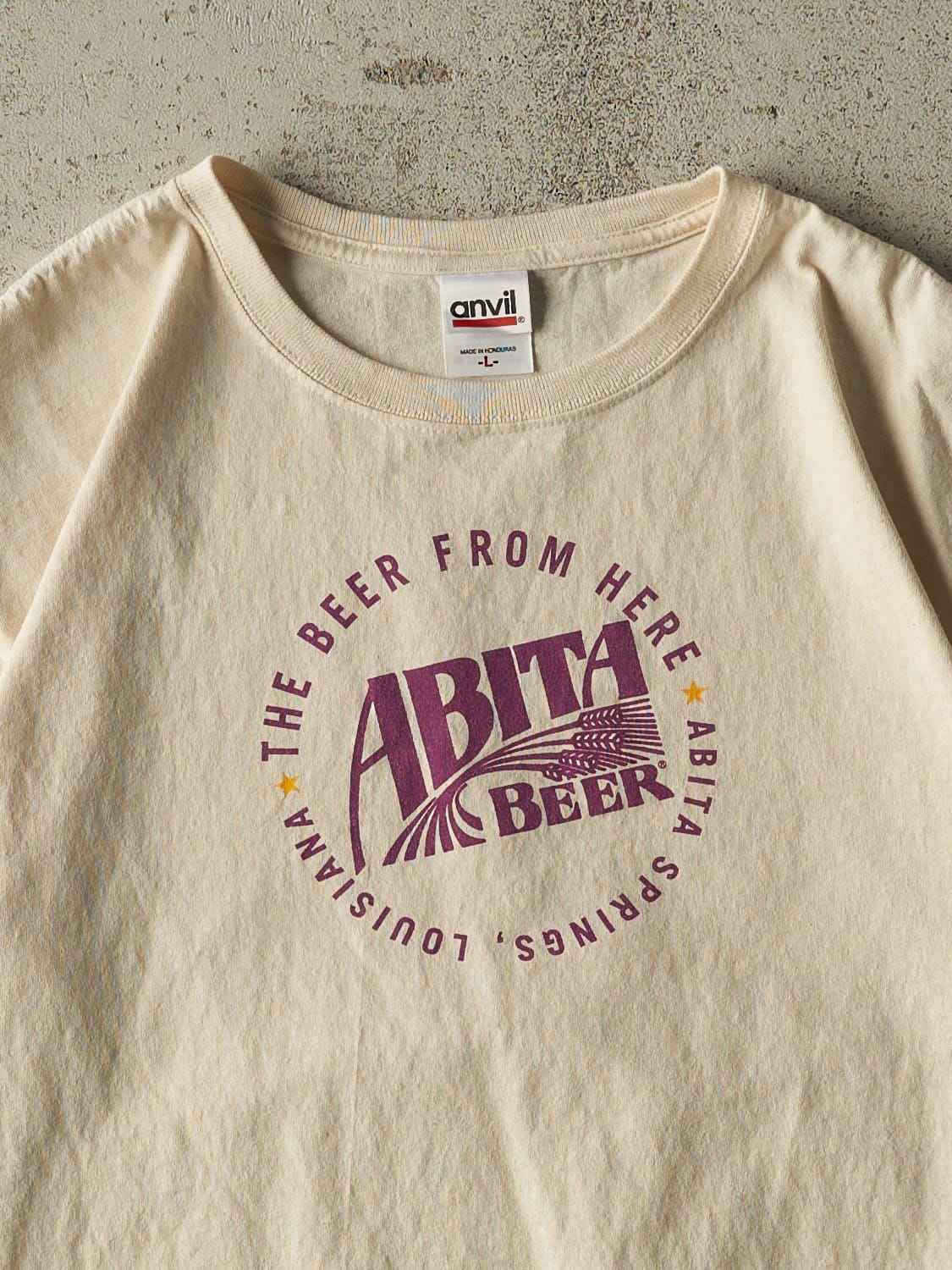 Vintage Y2K Beige Abita Beer Tee (L)