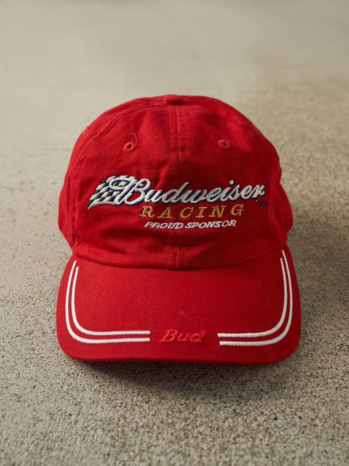 Vintage Y2K Red Budweiser Racing Velcro Hat (O/S)