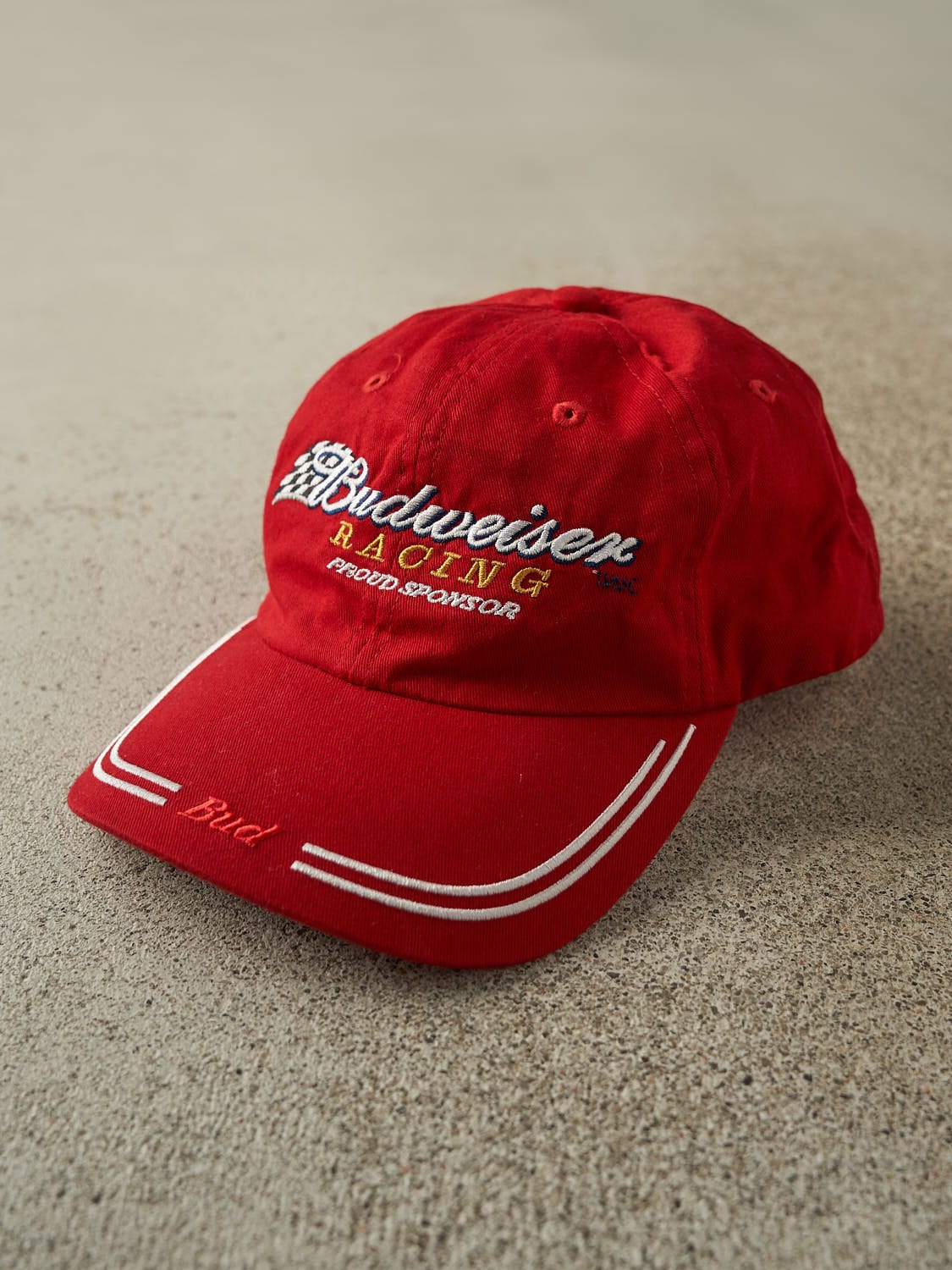 Vintage Y2K Red Budweiser Racing Velcro Hat (O/S)