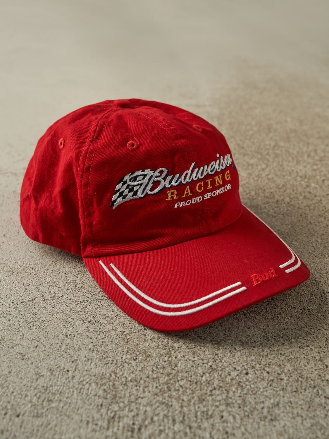 Vintage Y2K Red Budweiser Racing Velcro Hat (O/S)