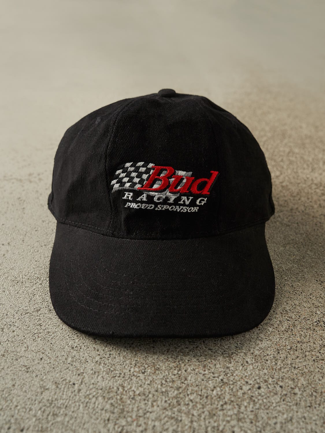 Vintage 90s Black Budweiser Bud Racing Strapback Hat (O/S)