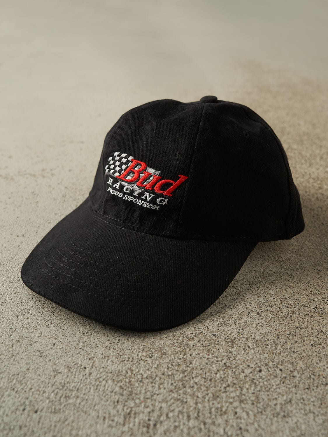 Vintage 90s Black Budweiser Bud Racing Strapback Hat (O/S)