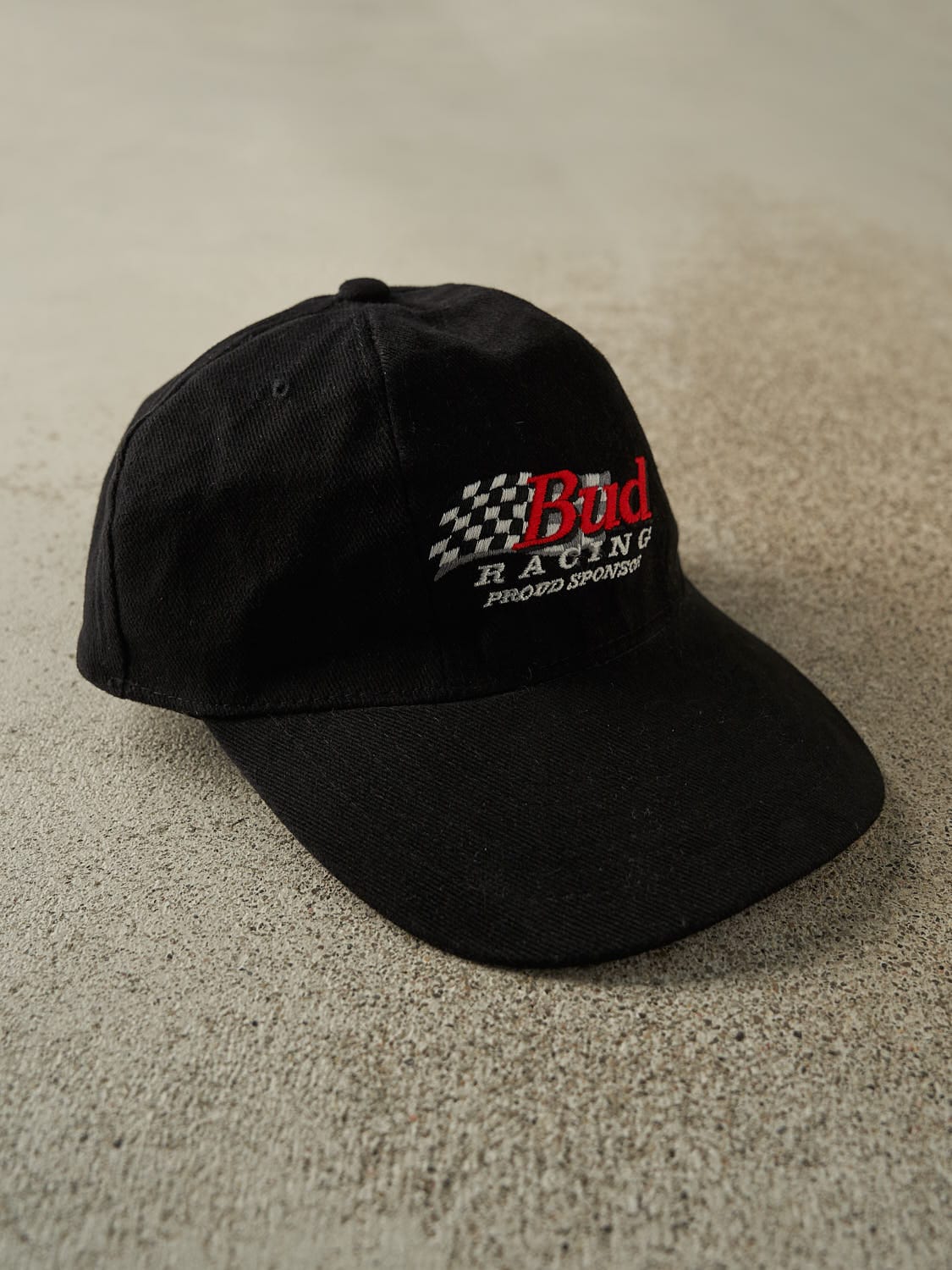 Vintage 90s Black Budweiser Bud Racing Strapback Hat (O/S)