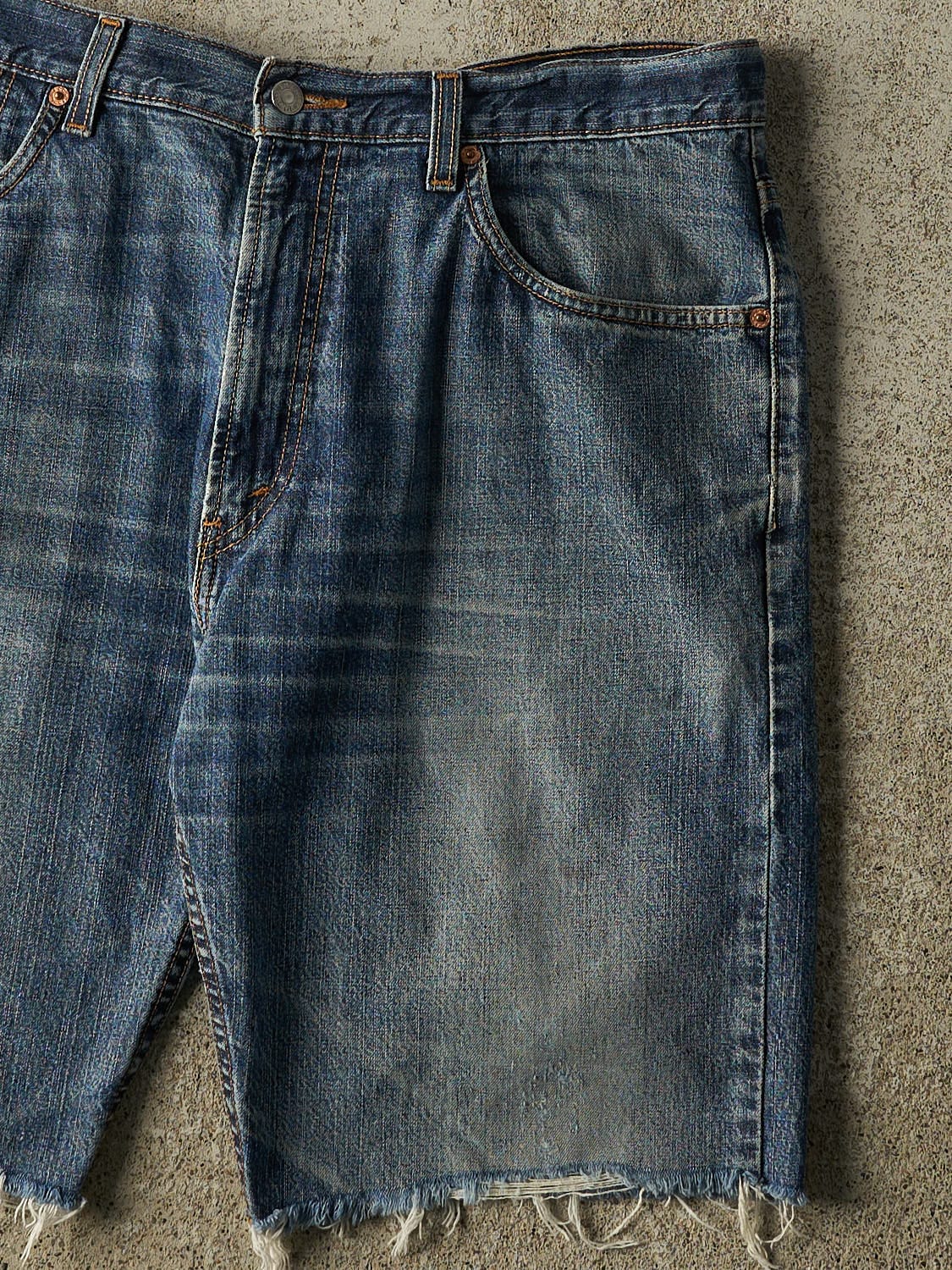 Vintage Y2K Dark Wash Levi's Cut Off Jean Shorts (36x10.5)
