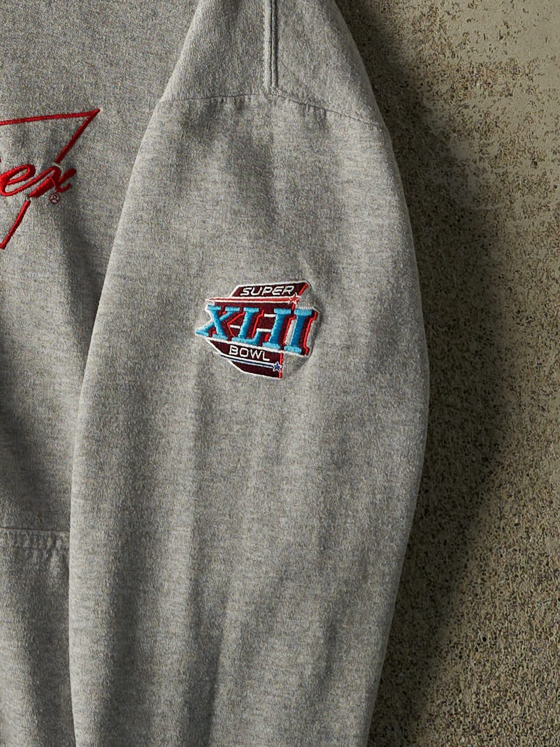 Vintage Y2K Grey Budweiser Super Bowl XLII Hoodie (L)
