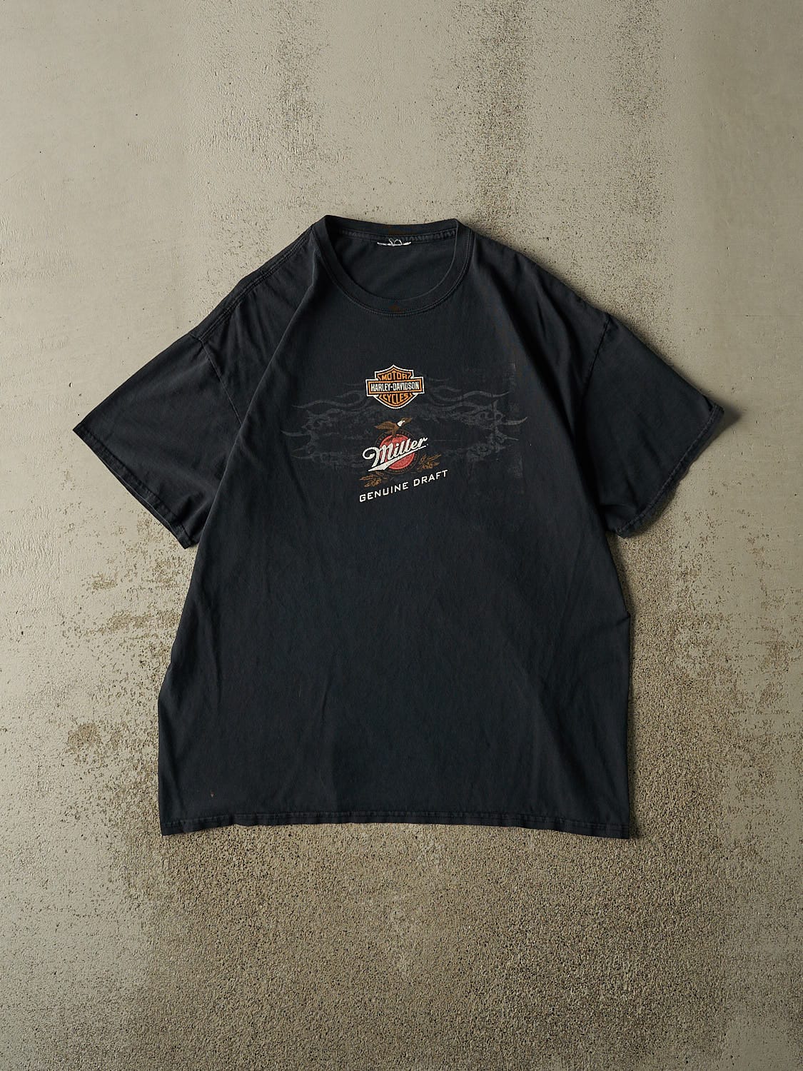 Vintage Y2K Black Harley Davidson Miller Genuine Draft Tee (L/XL)