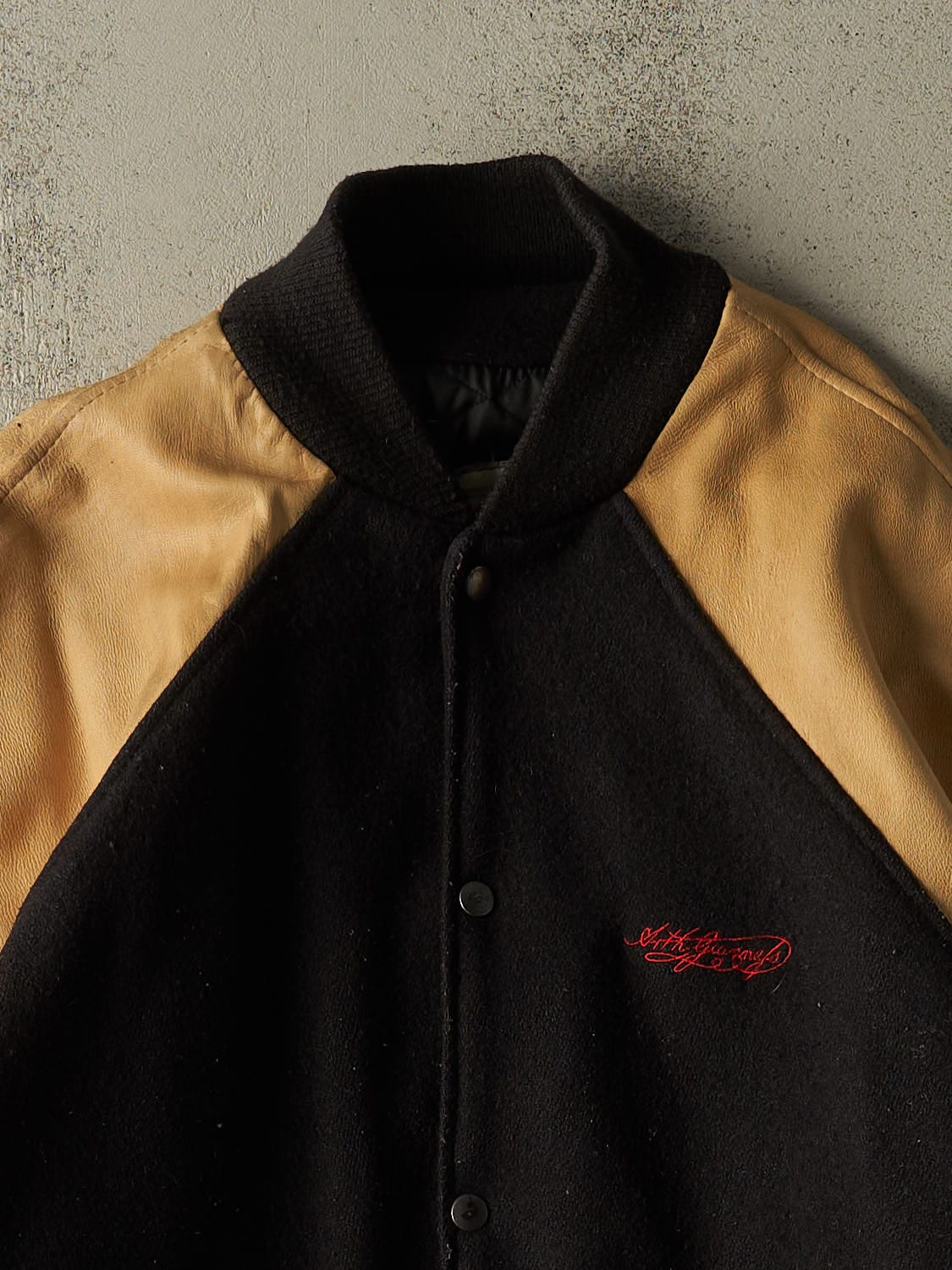 Vintage RARE 90s Black Guinness Embroidered Varsity Jacket (L/XL)