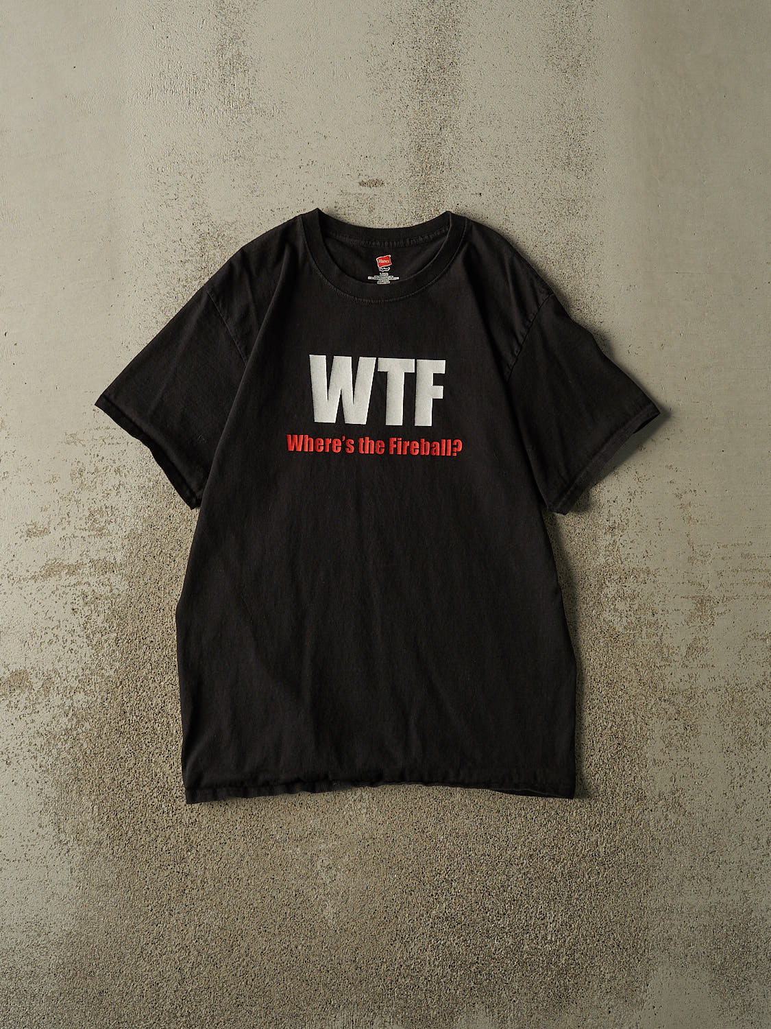 Vintage Y2K Black WTF "Where's the Fireball" Tee (M)