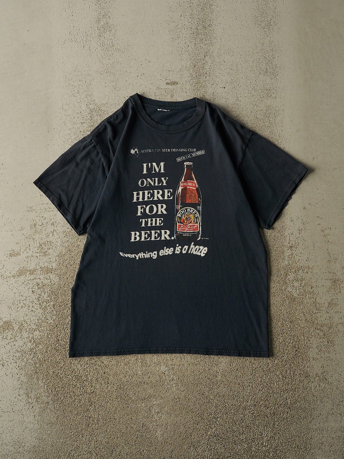 Vintage Y2K Faded Black Roo Brew Beer Tee (S/M)