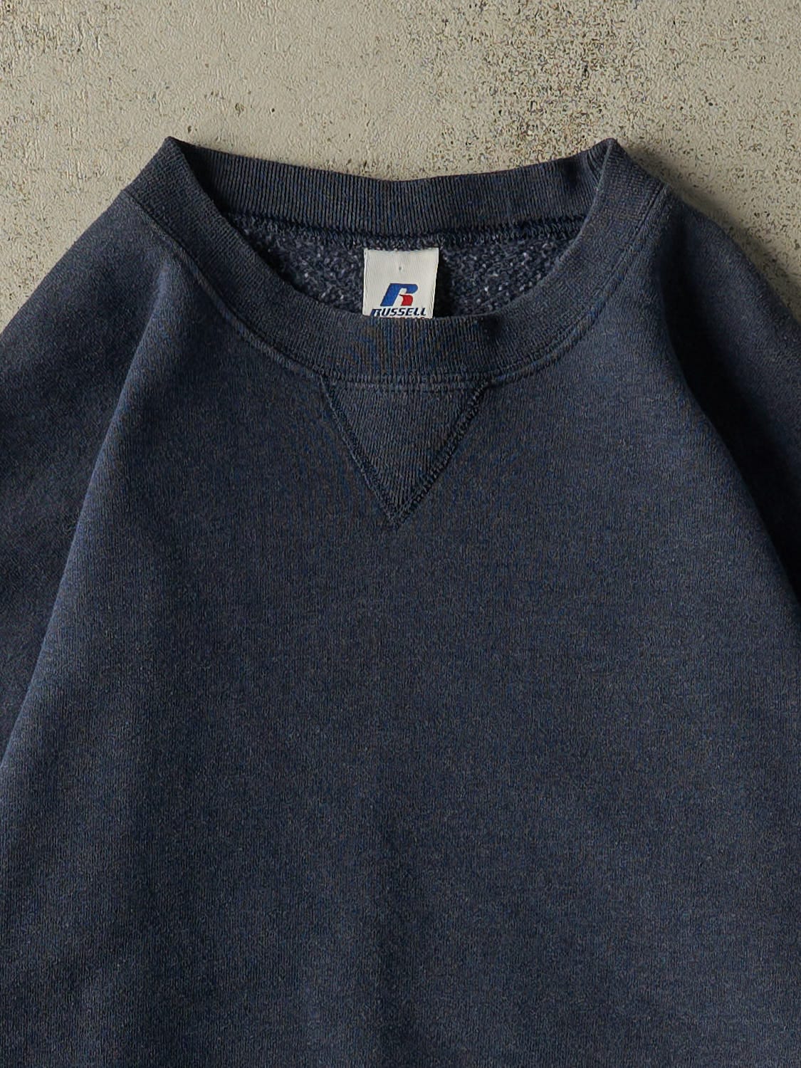 Vintage Y2K Washed Blue Russell Athletic Blank Crewneck (XL)