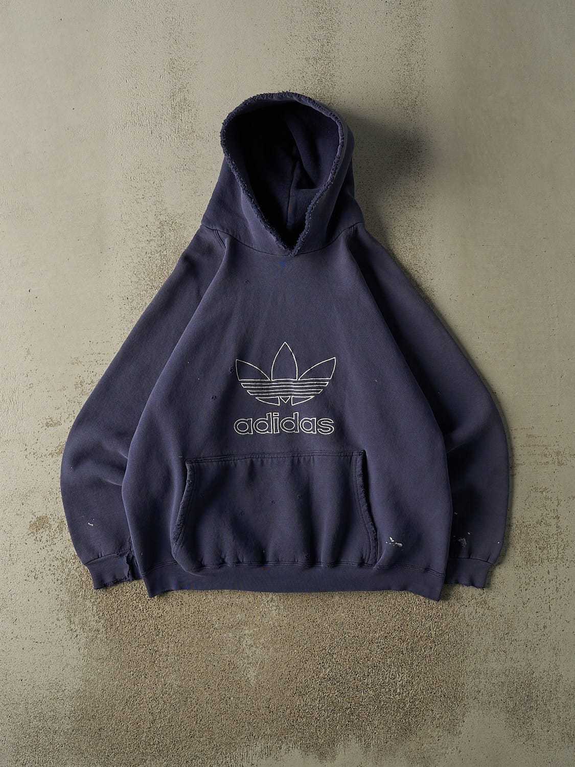 Vintage 90s Sun Faded Navy Adidas Embroidered Hoodie (XL)