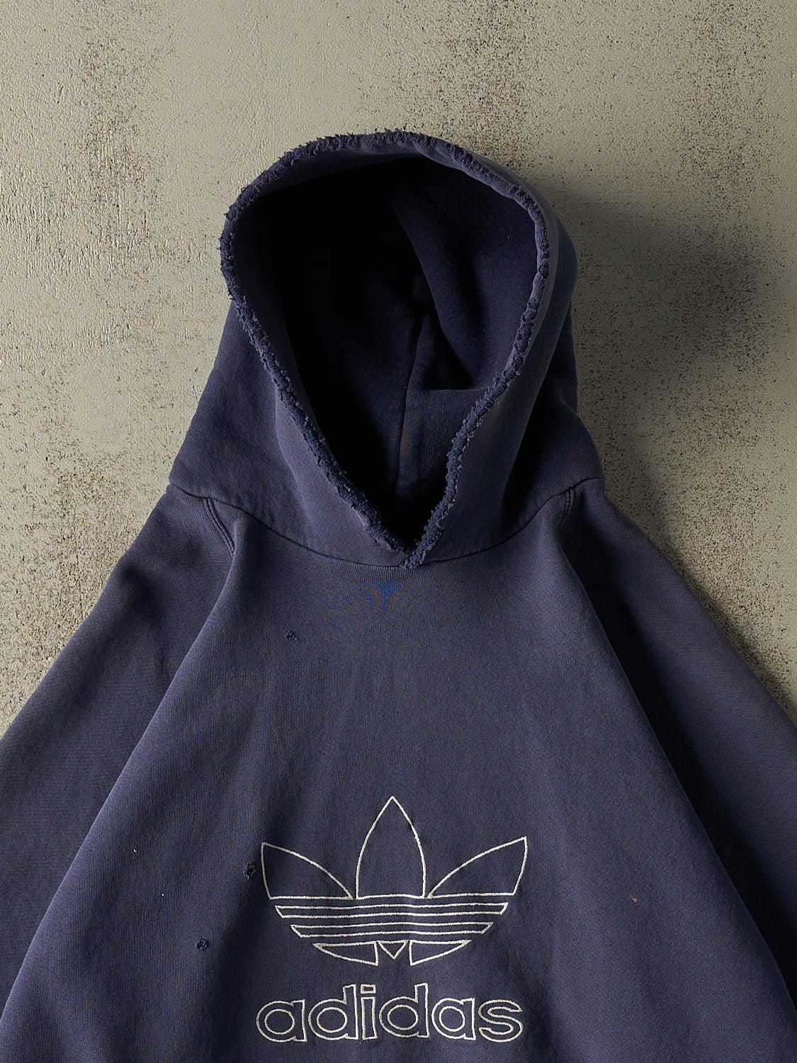 Vintage 90s Sun Faded Navy Adidas Embroidered Hoodie (XL)