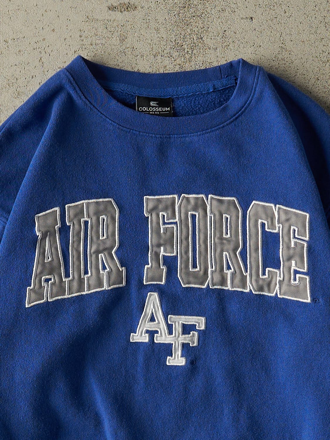 Vintage Y2K Blue Air Force Embroidered Crewneck (S/M)