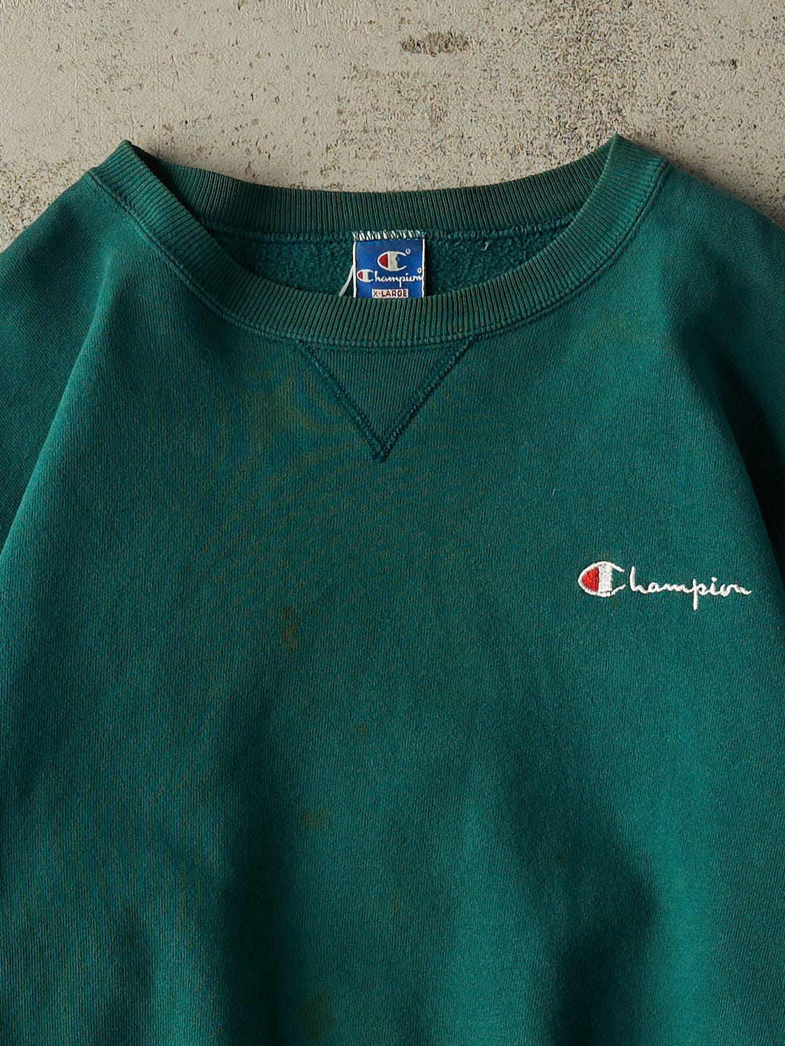 Vintage 90s Green Champion Embroidered Crewneck (L/XL)