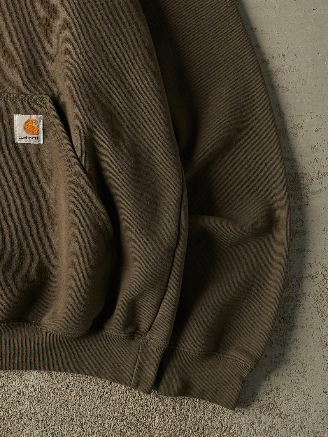 Vintage Y2K Sun Faded Green Carhartt Hoodie (XL)