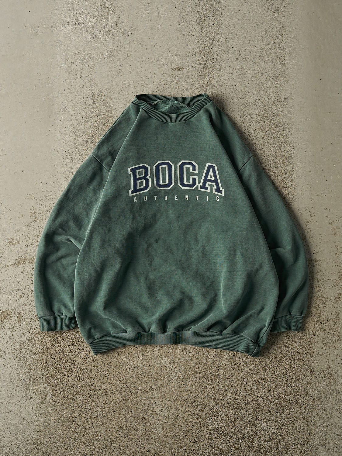 Vintage 90s Washed Green Boca Crewneck (S/M)