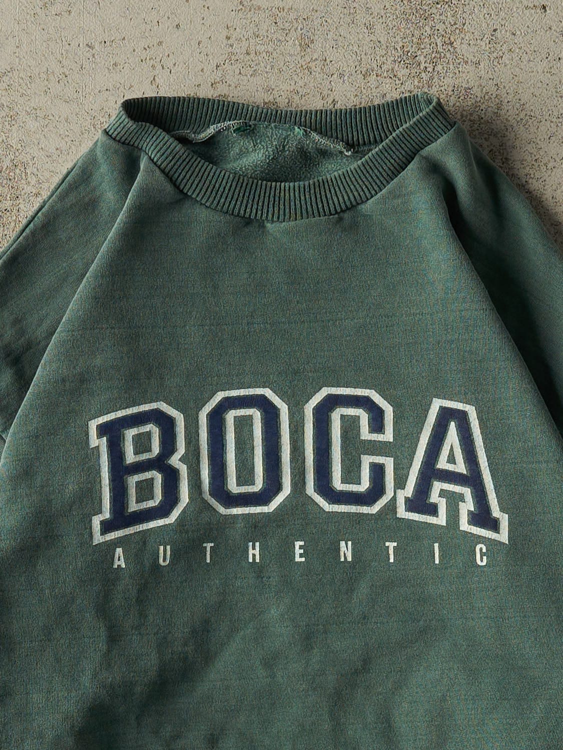 Vintage 90s Washed Green Boca Crewneck (S/M)