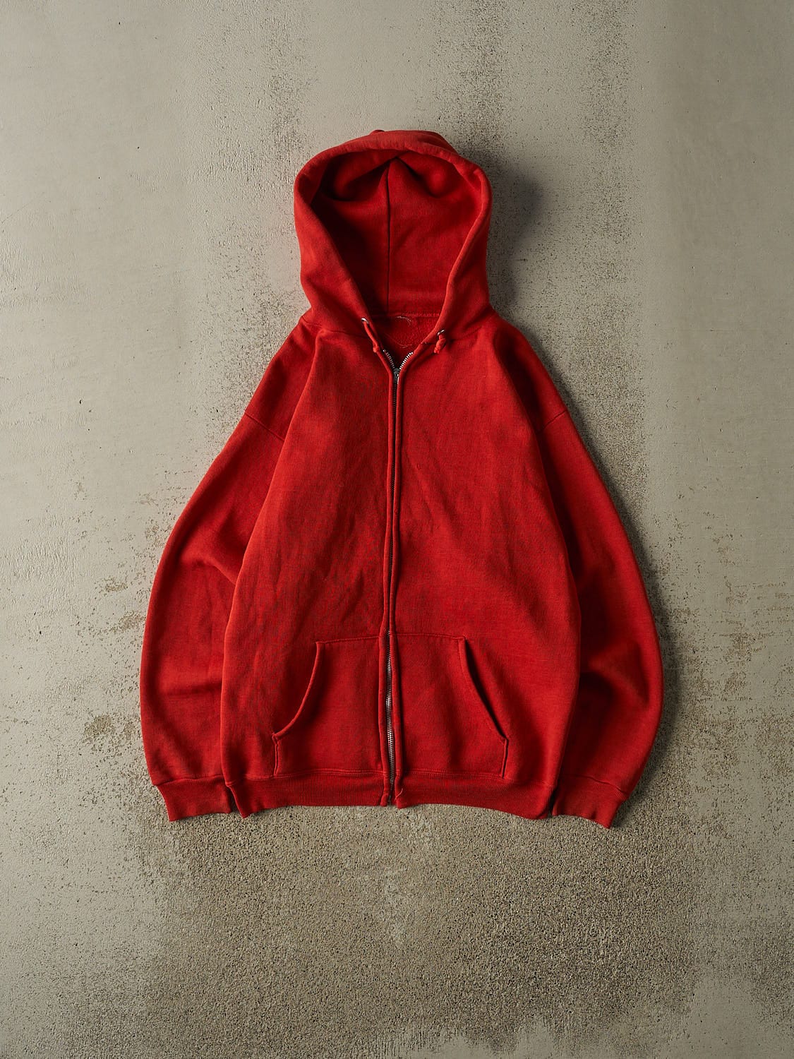 Vintage 80s Red Blank Zip Up Hoodie (S/M)