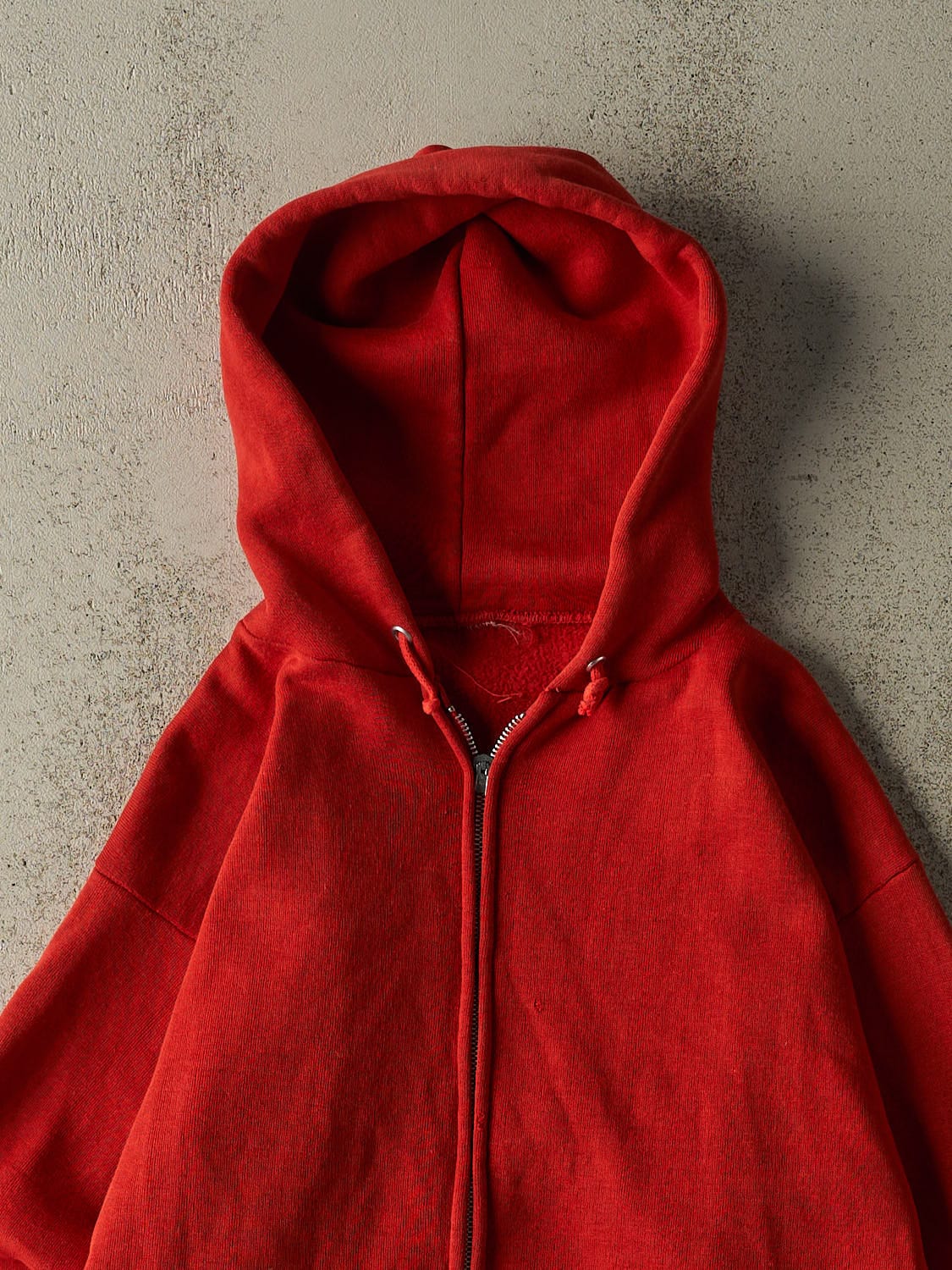 Vintage 80s Red Blank Zip Up Hoodie (S/M)