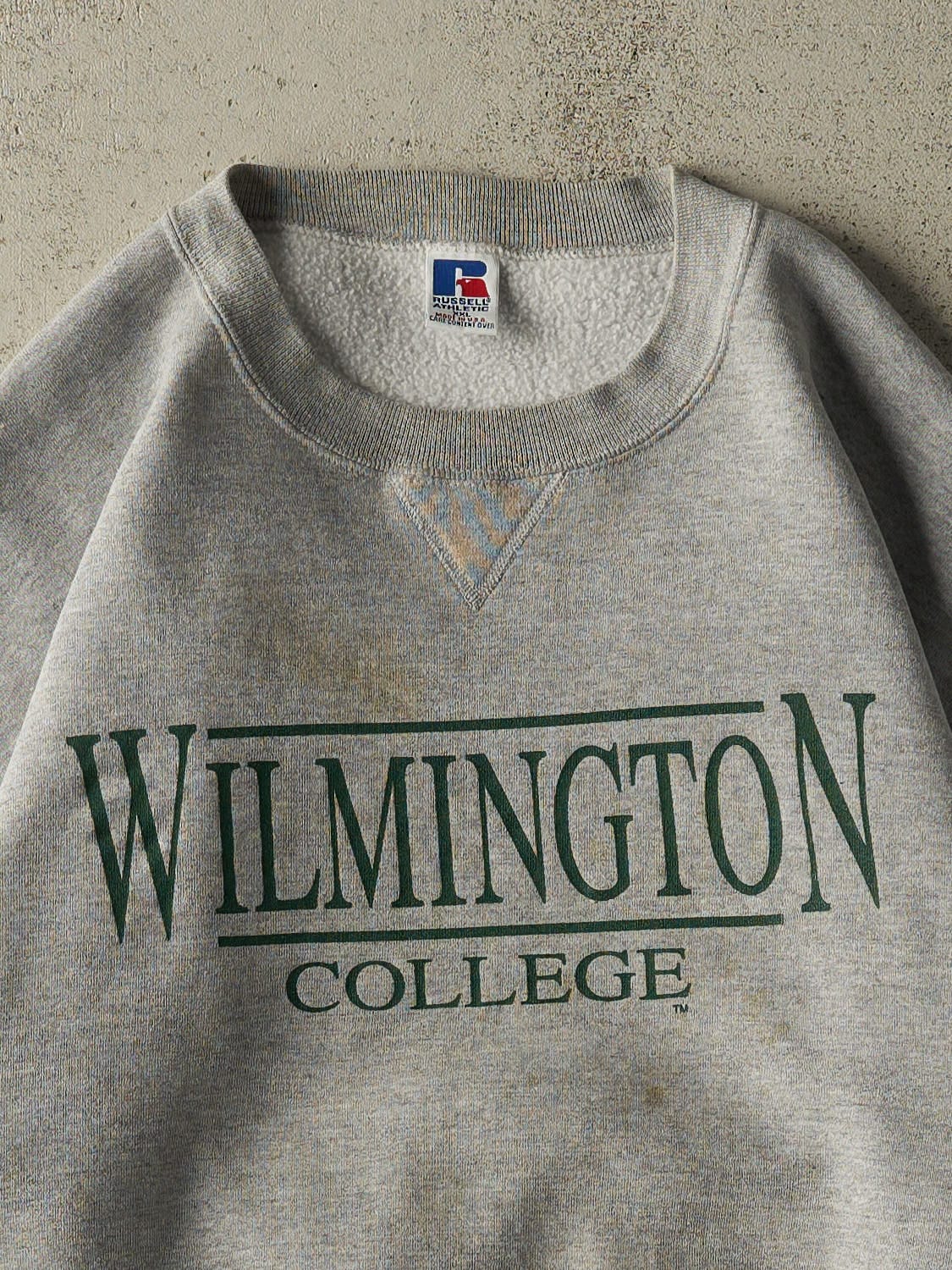Vintage 90s Grey Russell Athletic Wilmington College Crewneck (XL/XXL)