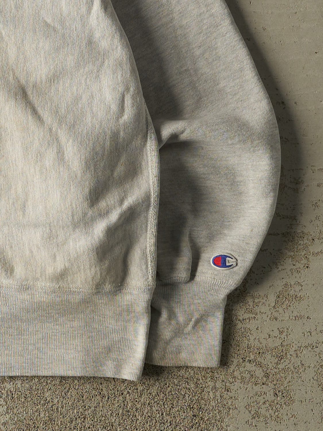 Vintage 80s Heather Grey Champion Reverse Weave Embroidered Crewneck (S/M)