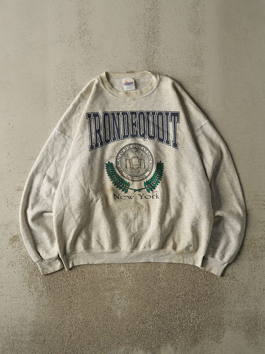 Vintage 90s Heather Grey Irondequoit New York Crewneck (XL/XXL)