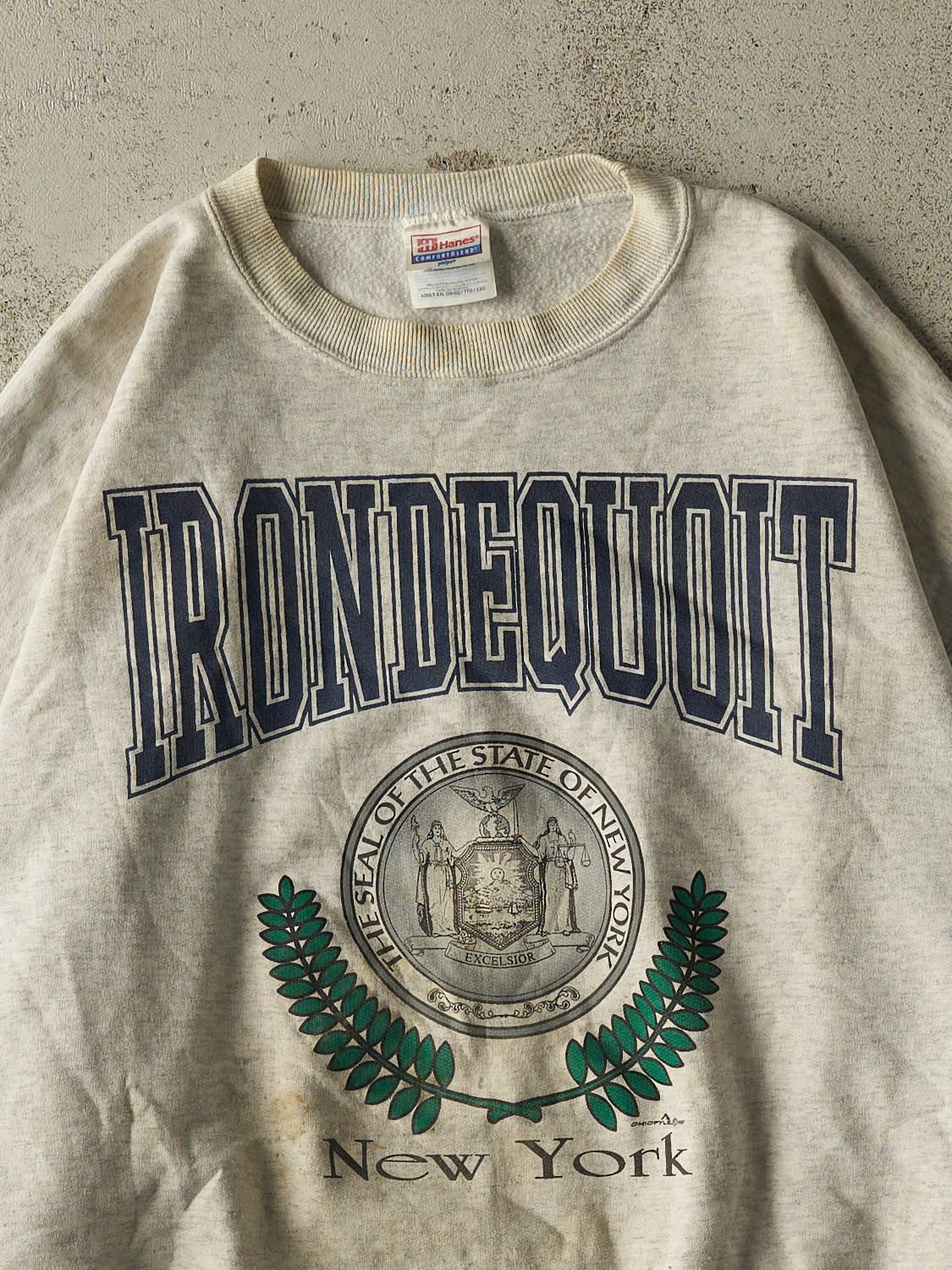 Vintage 90s Heather Grey Irondequoit New York Crewneck (XL/XXL)