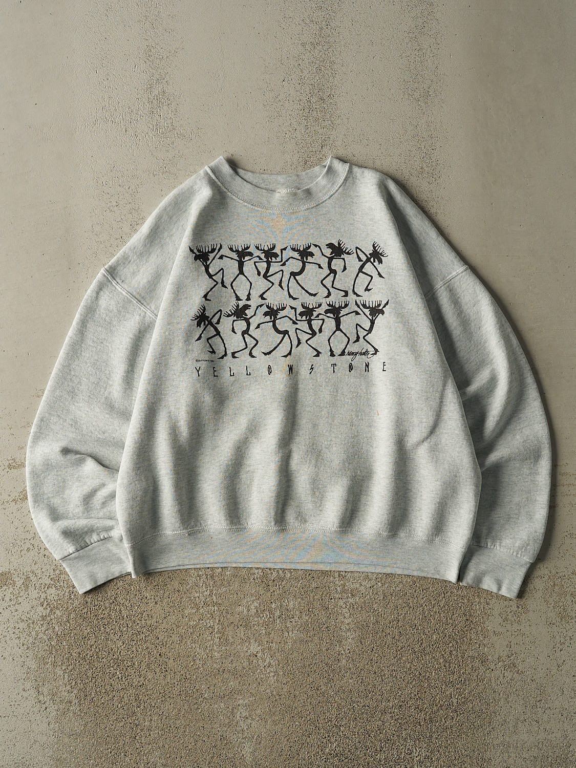 Vintage 91' Heather Grey Yellowstone Crewneck (XL)