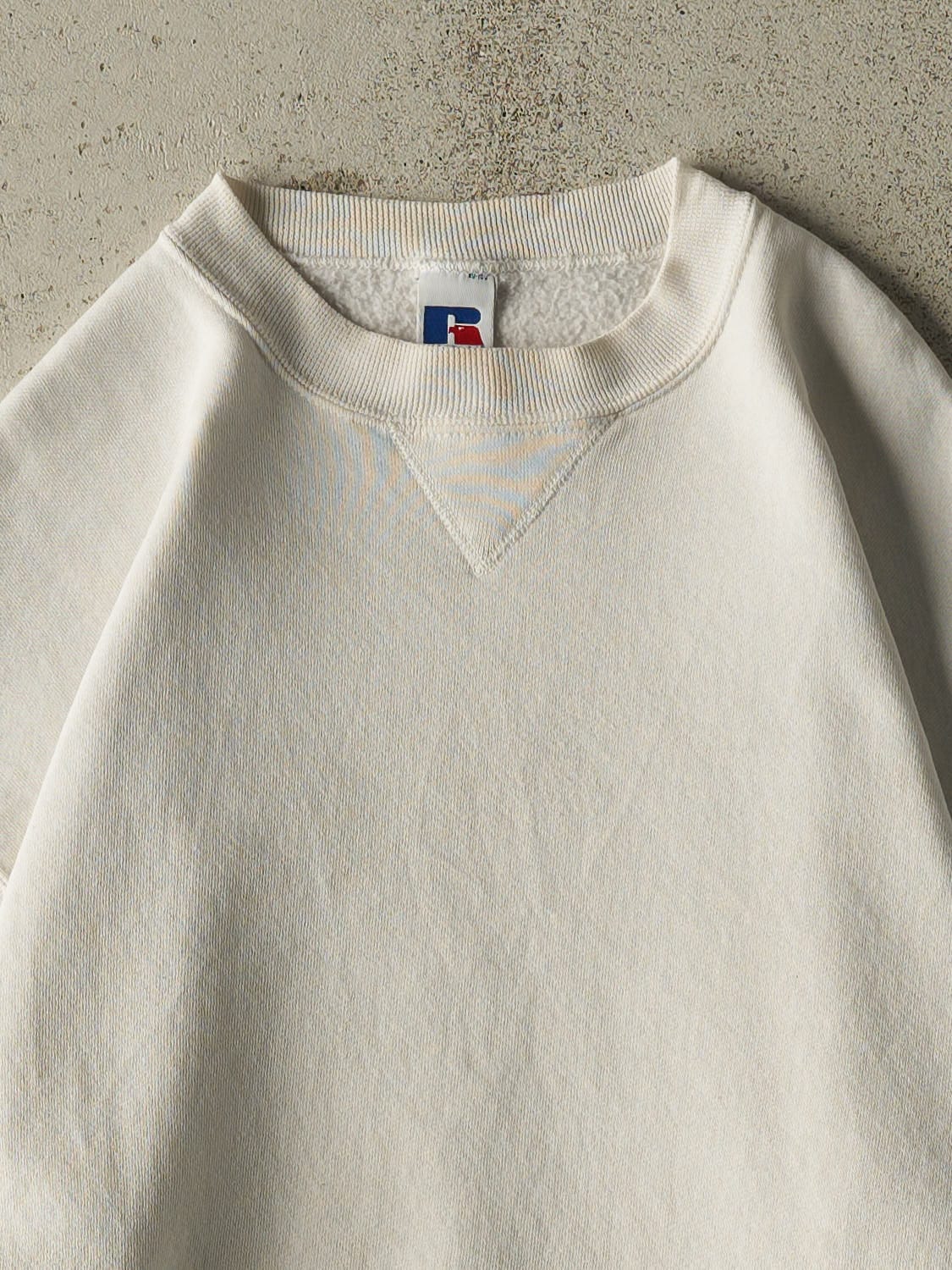 Vintage 90s White Russell Athletic Blank Crewneck (M/L)