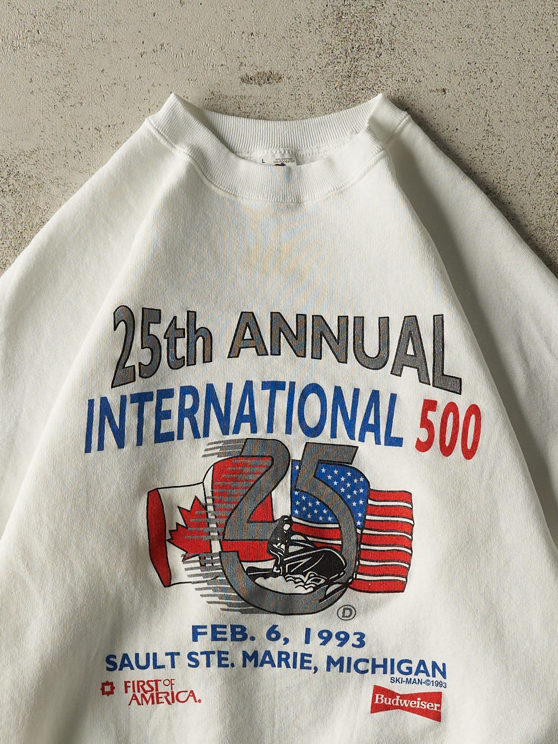 Vintage 93' White 25th Annual International 500 Racing Crewneck (S/M)