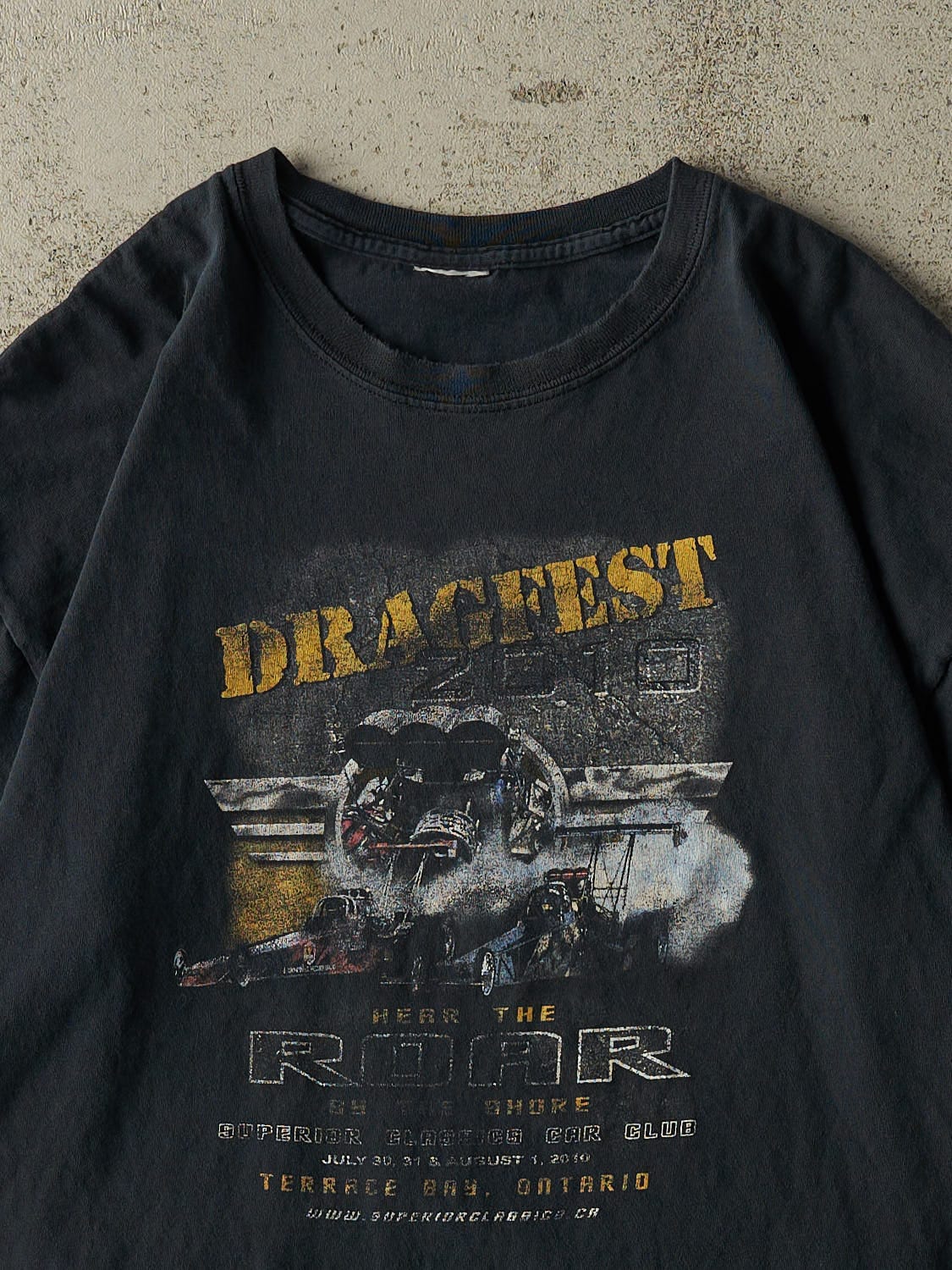 Vintage 10' Faded Black Dragfest Racing Tee (L)
