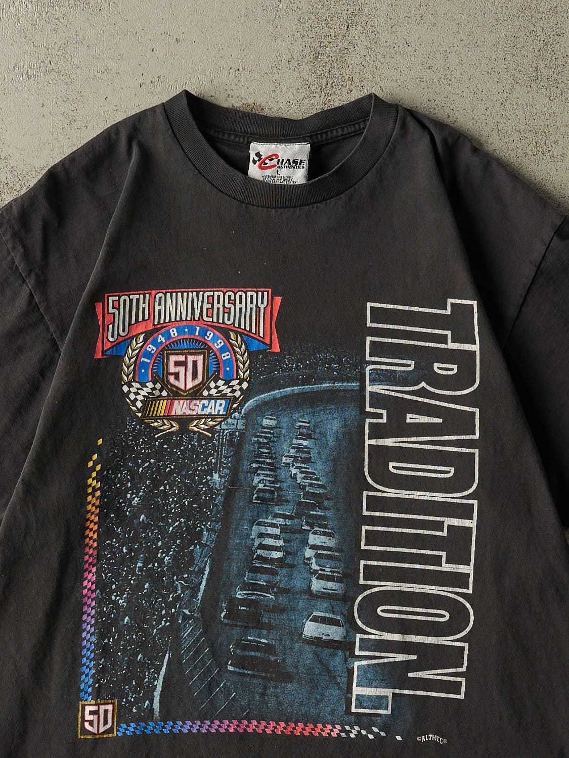 Vintage 98' Faded Black Nascar 50th Anniversary Tee (M)