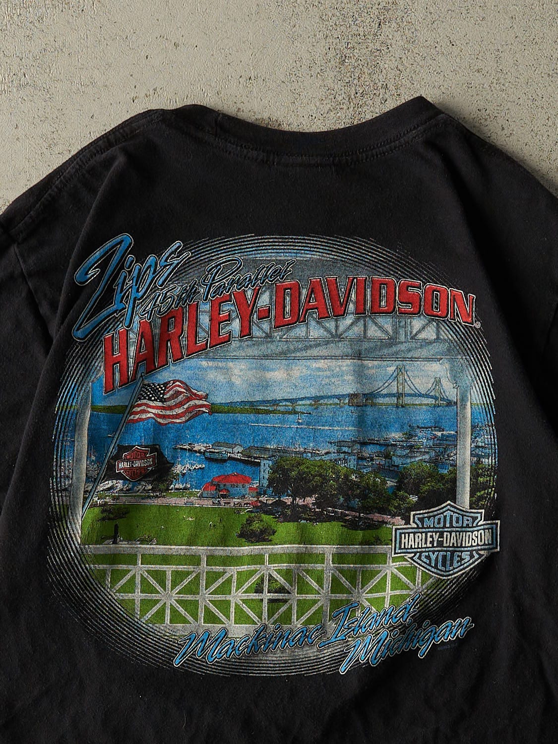 Vintage 13' Black Harley Davidson Mackinac Island MI Tee (M)