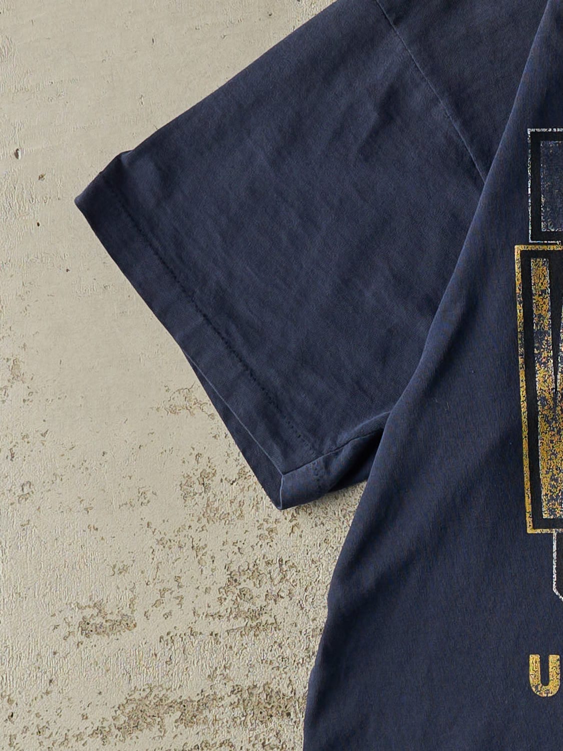 Vintage 90s Sun Faded Navy University of Michigan Wolverines Single Stitch Tee (L/XL)