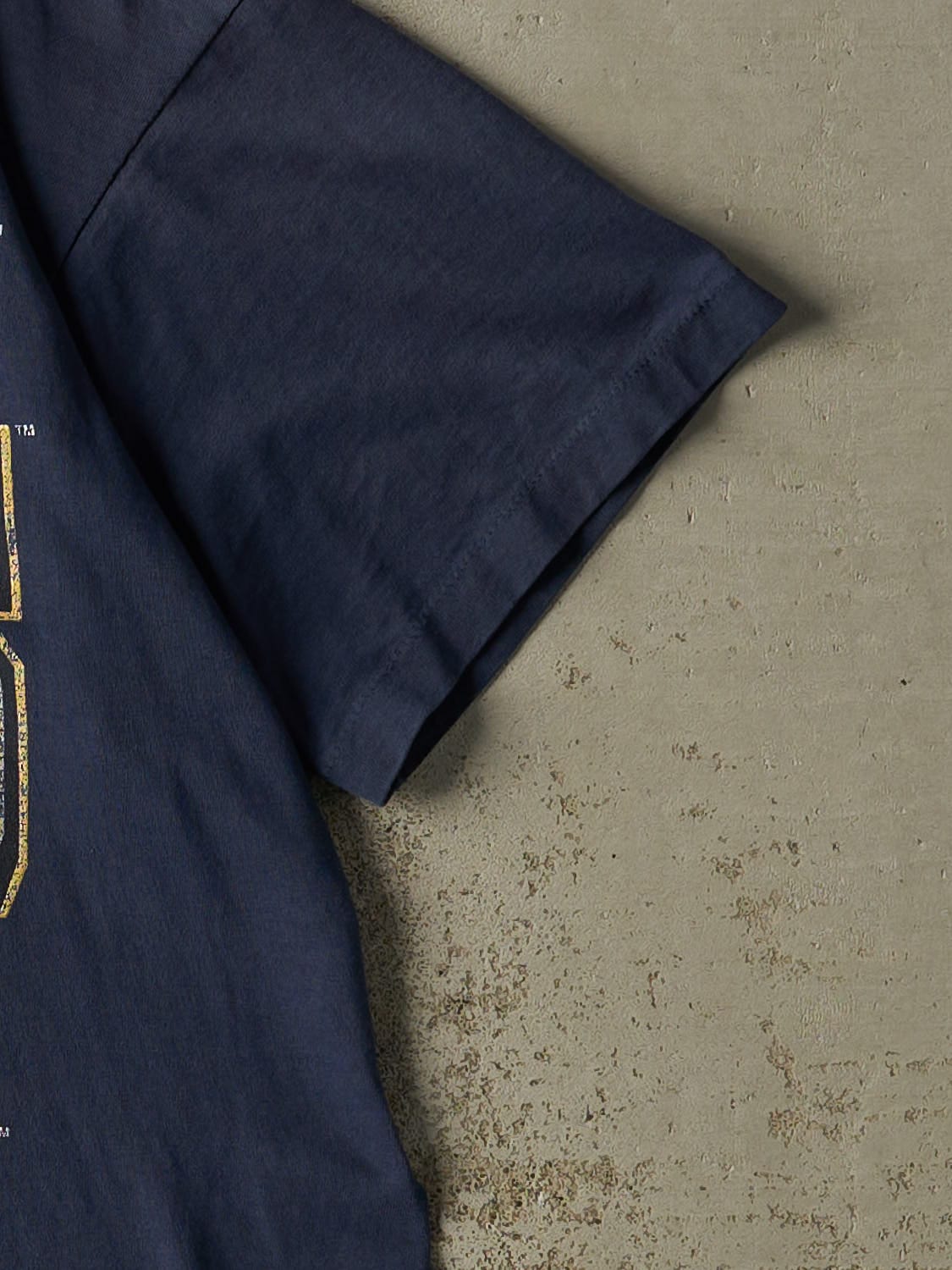 Vintage 90s Sun Faded Navy University of Michigan Wolverines Single Stitch Tee (L/XL)