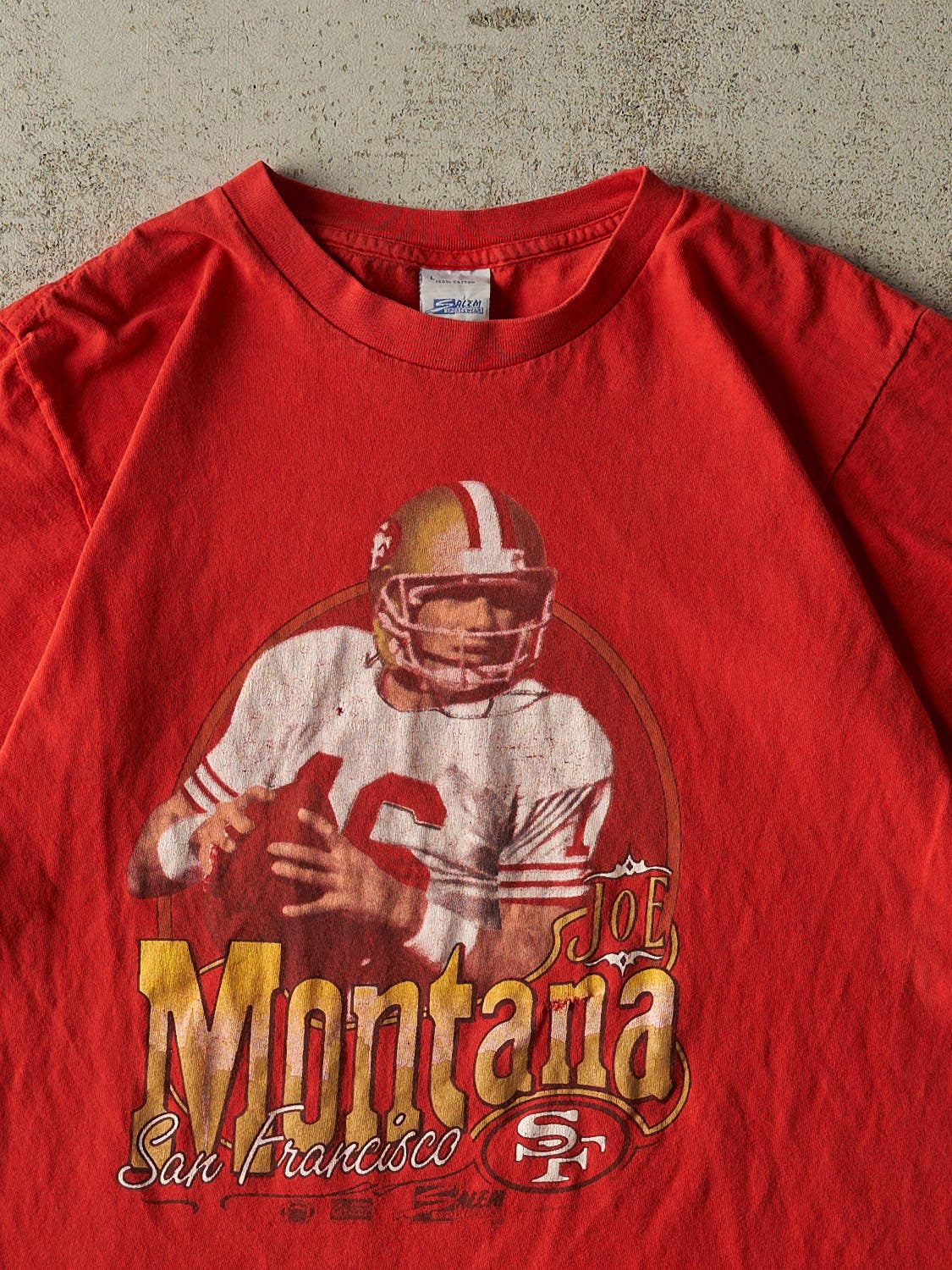 Vintage 90' Red San Francisco 49ers Joe Montana Single Stitch Tee (S/M)