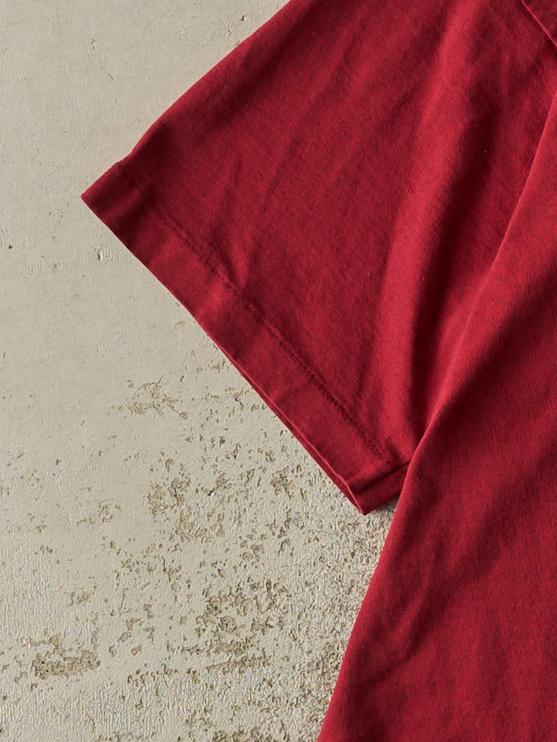 Vintage 90s Burgundy Blank Single Stitch Tee (L/XL)