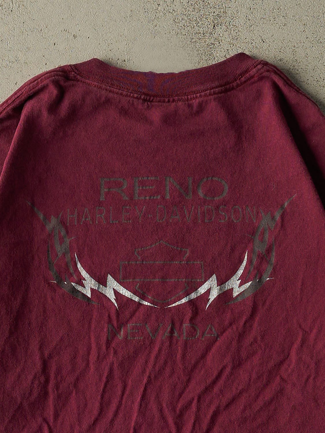 Vintage 90s Burgundy Harley Davidson Reno Nevada Tee (XL)