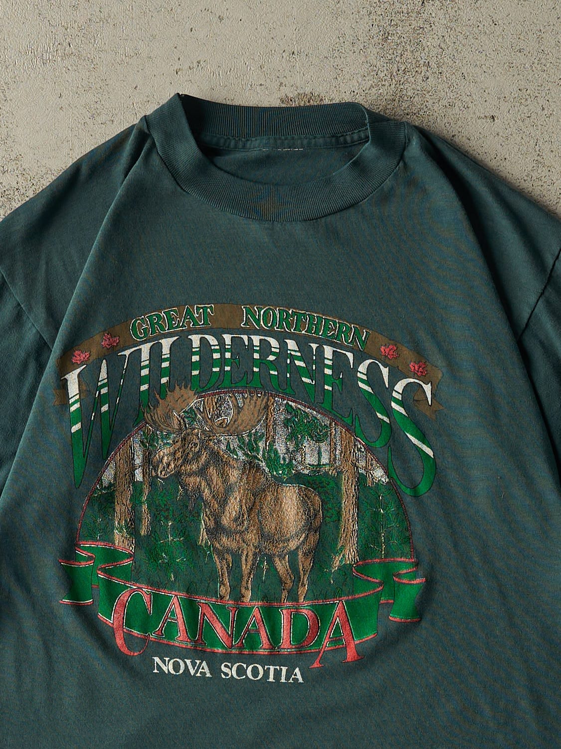 Vintage 80s Green Nova Scotia Single Stitch Tee (S/M)