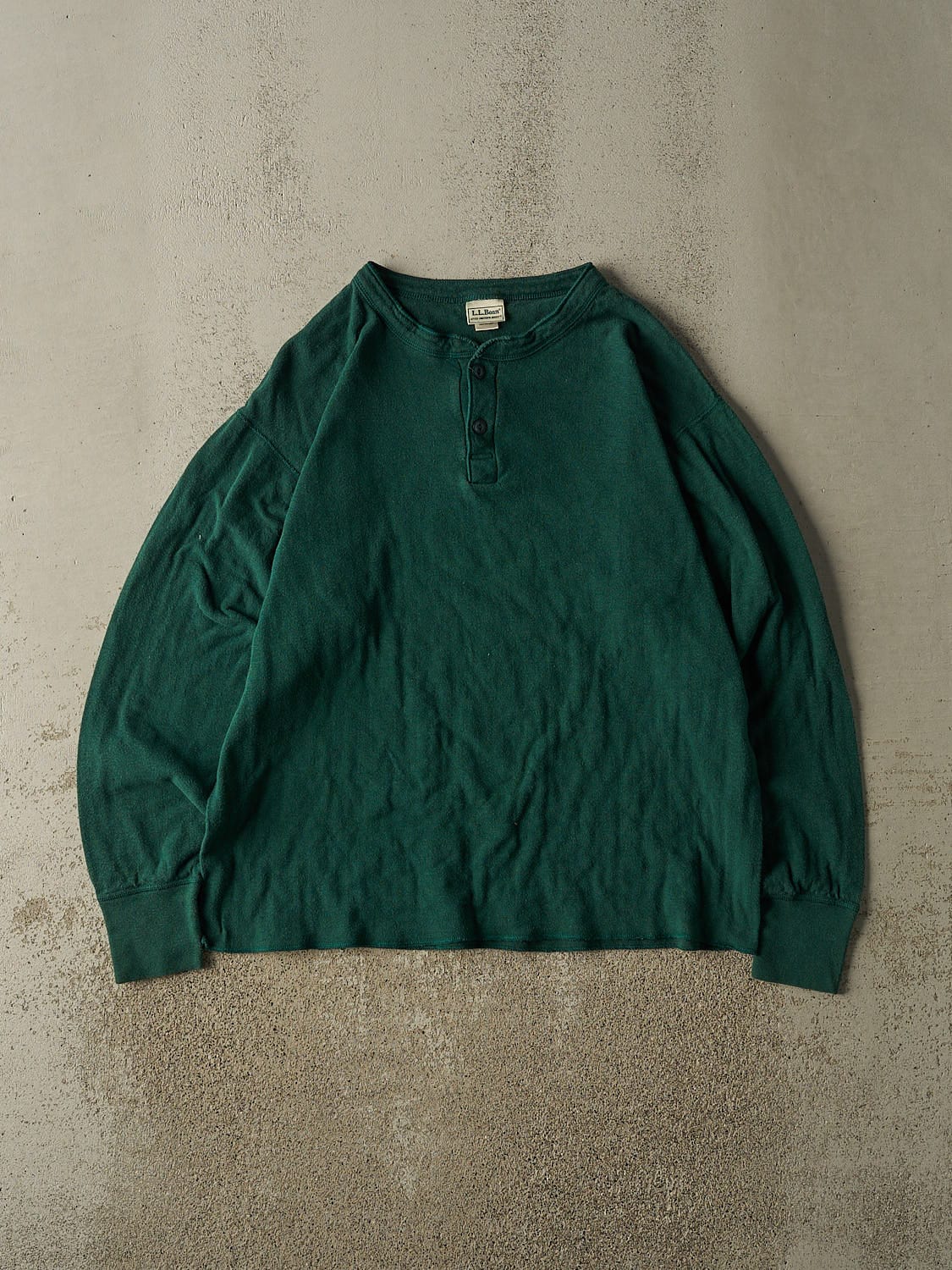 Vintage Y2K Green LL Bean Quarter Button Long Sleeve (L/XL)
