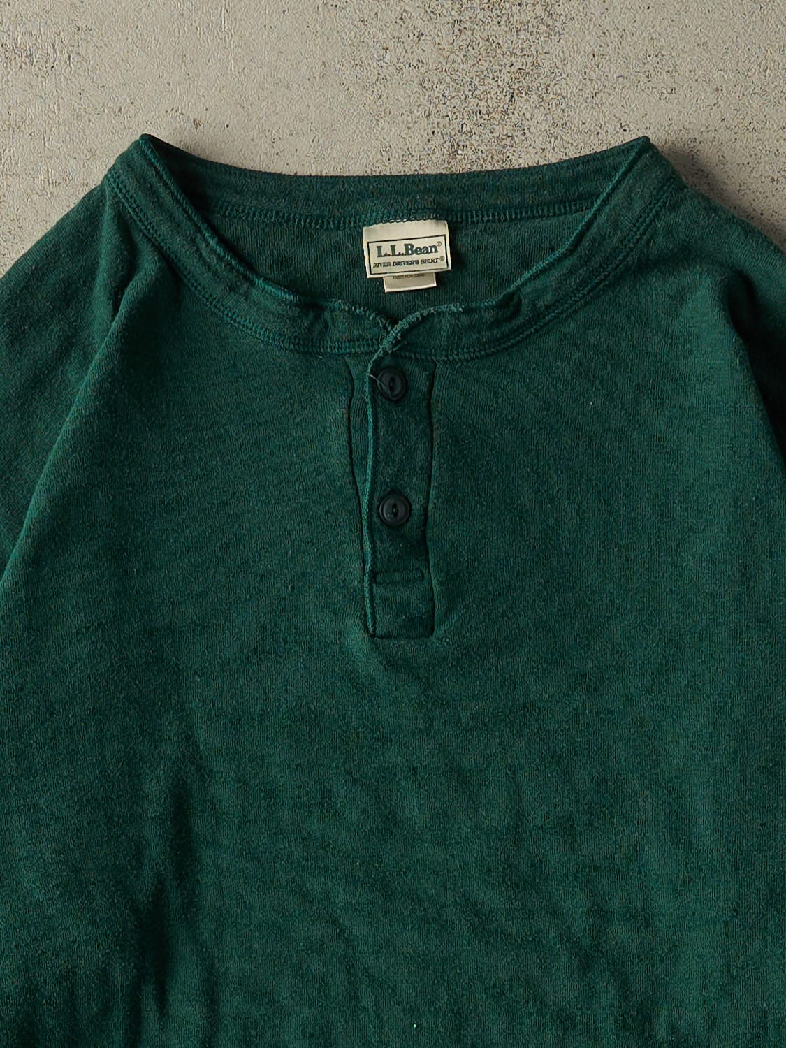 Vintage Y2K Green LL Bean Quarter Button Long Sleeve (L/XL)