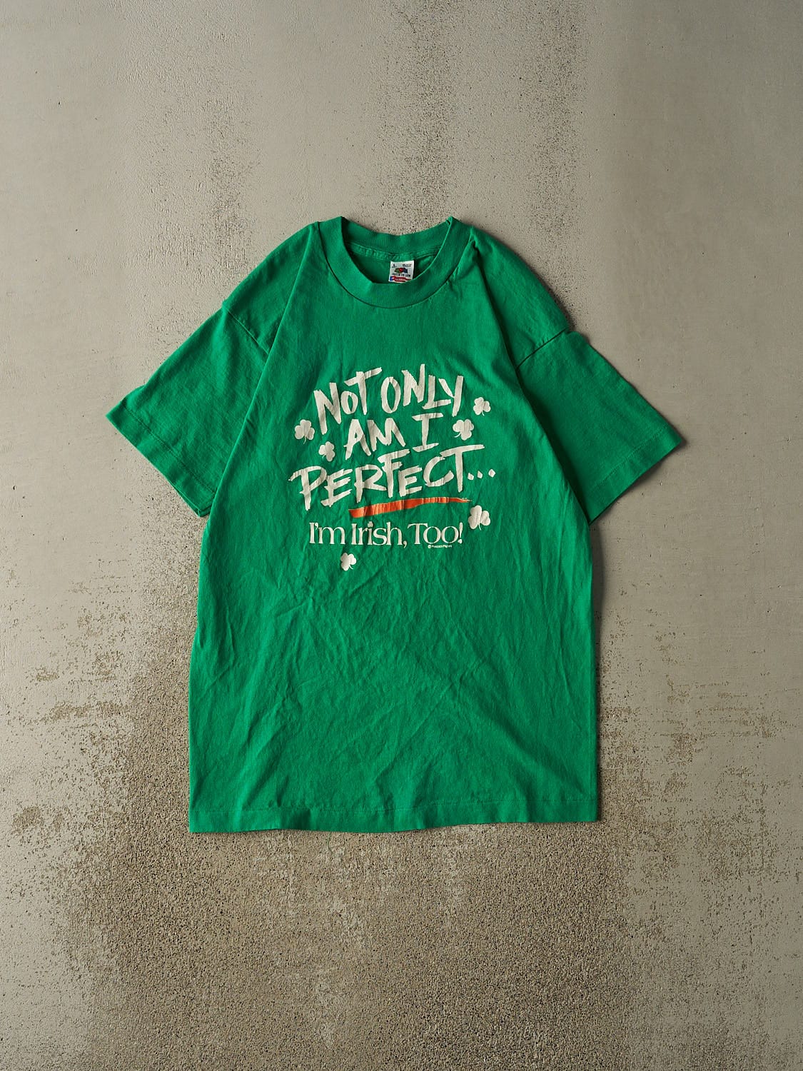 Vintage 90s Green "Not Only Am I Perfect" Single Stitch Tee (L/XL)