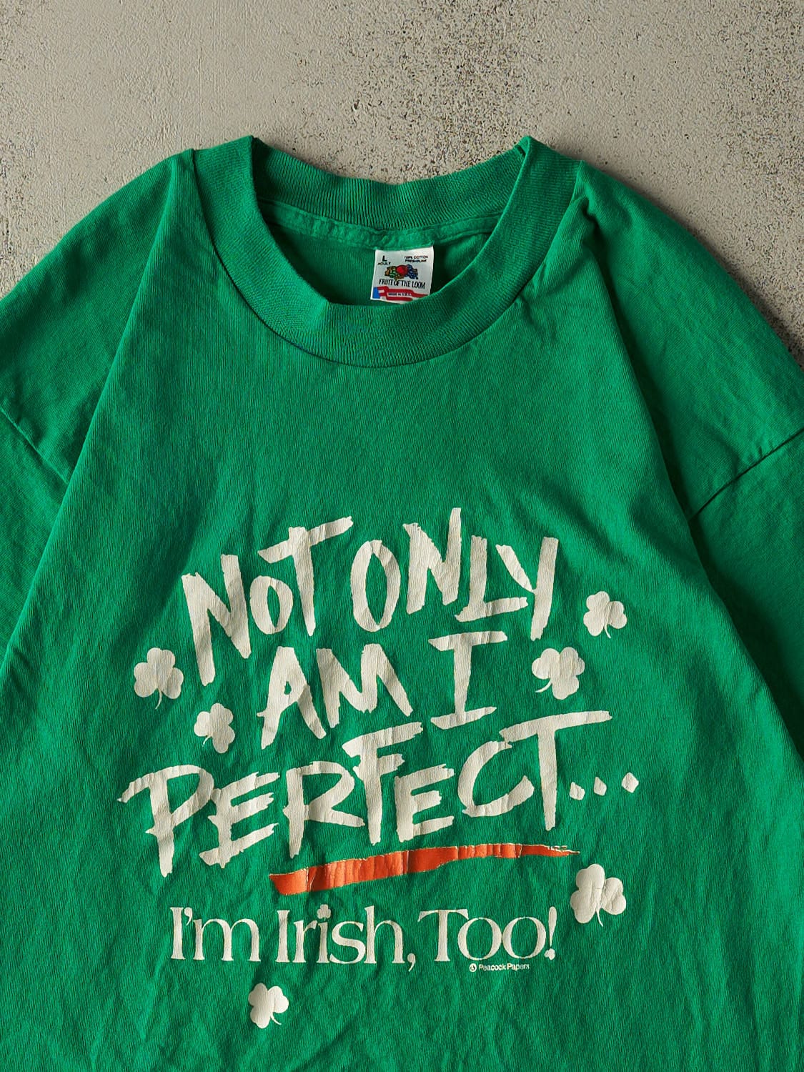Vintage 90s Green "Not Only Am I Perfect" Single Stitch Tee (L/XL)
