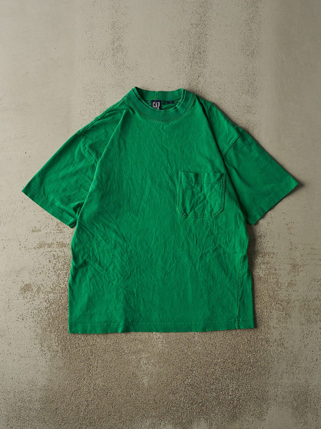 Vintage 90s Green Gap Double Neck Pocket Tee (XL)
