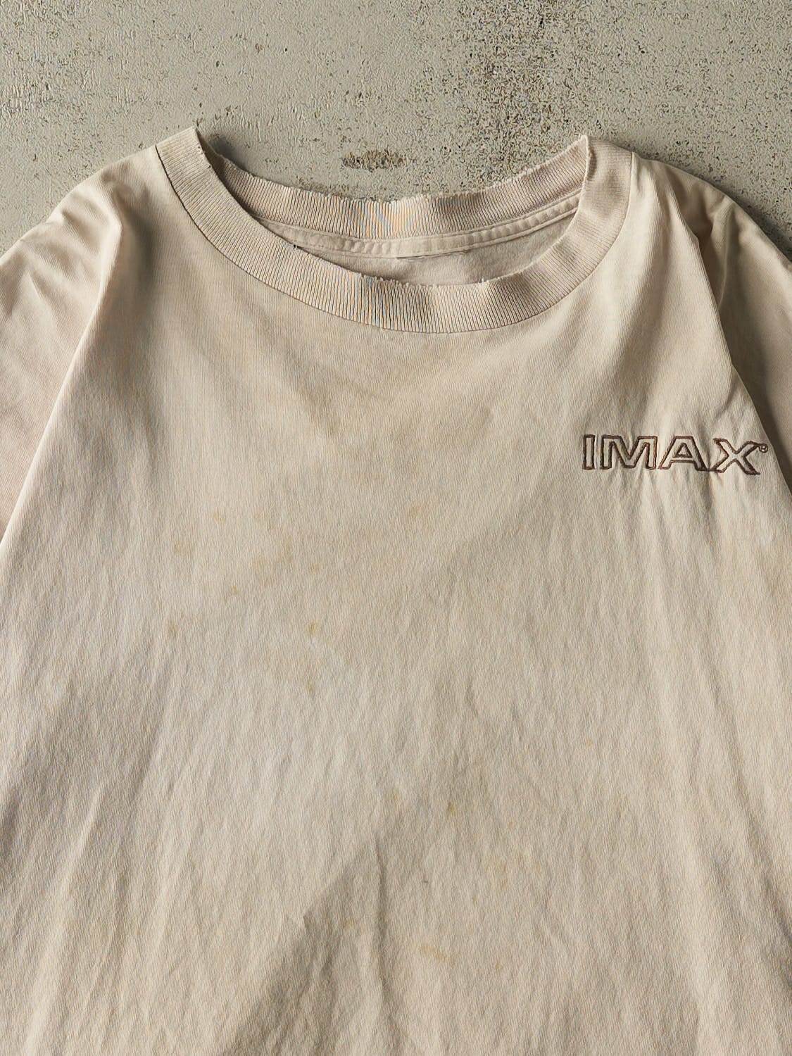 Vintage Y2K Beige Imax Embroidered Tee (L/XL)